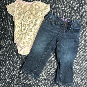 6-9m Kyle & Deena pink onsie children’s place denim jeans